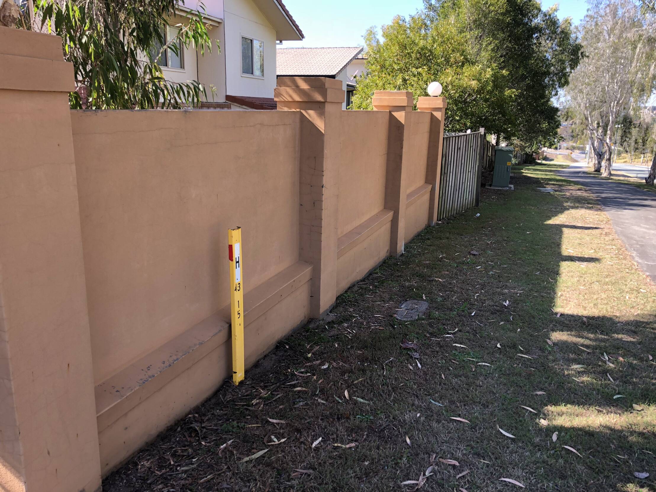 Front wall of a property on a residential street