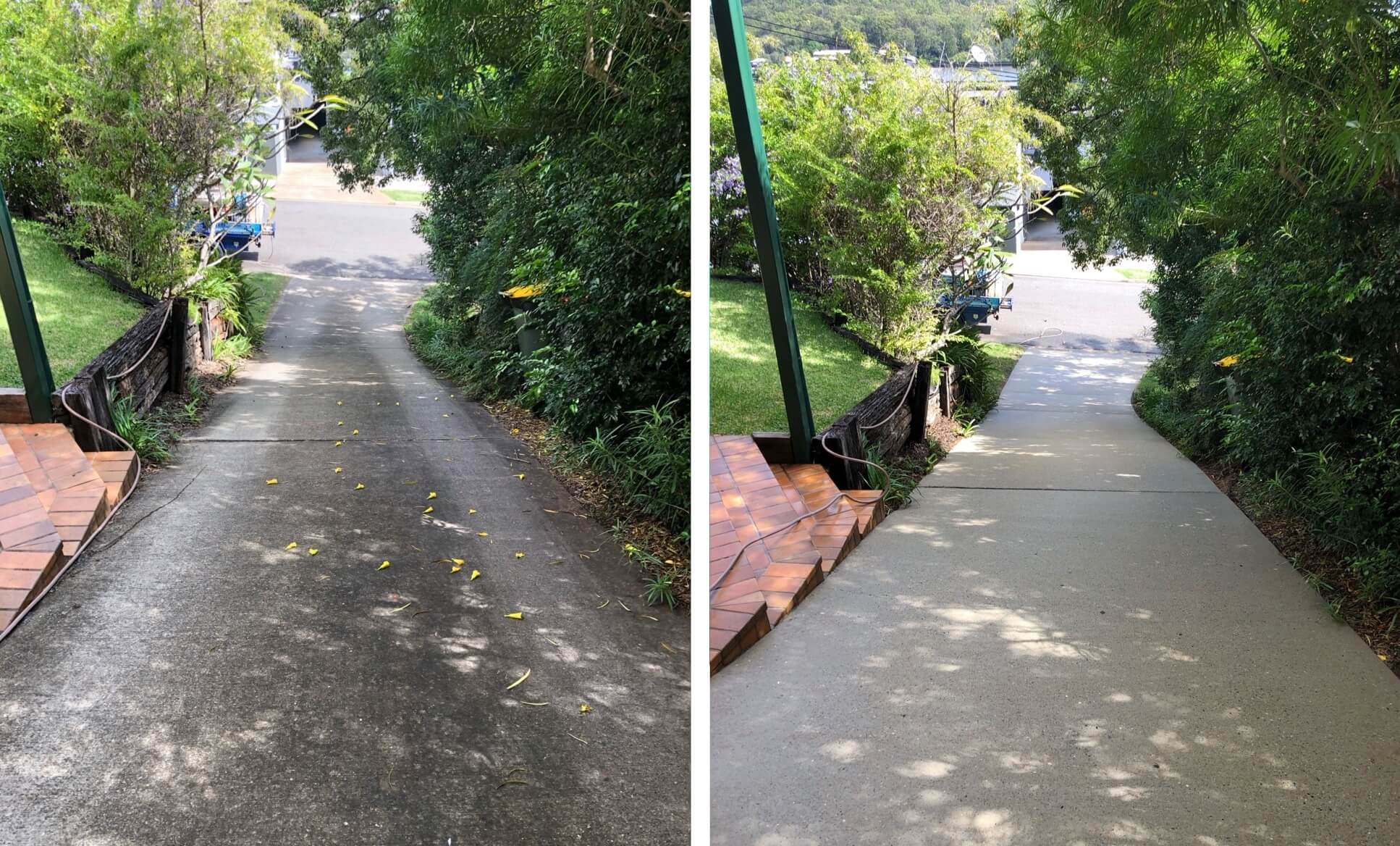 Driveway cleaning in Brisbane before and after photo