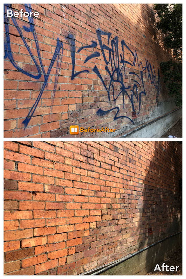 Before and after of graffiti removal in Brisbane