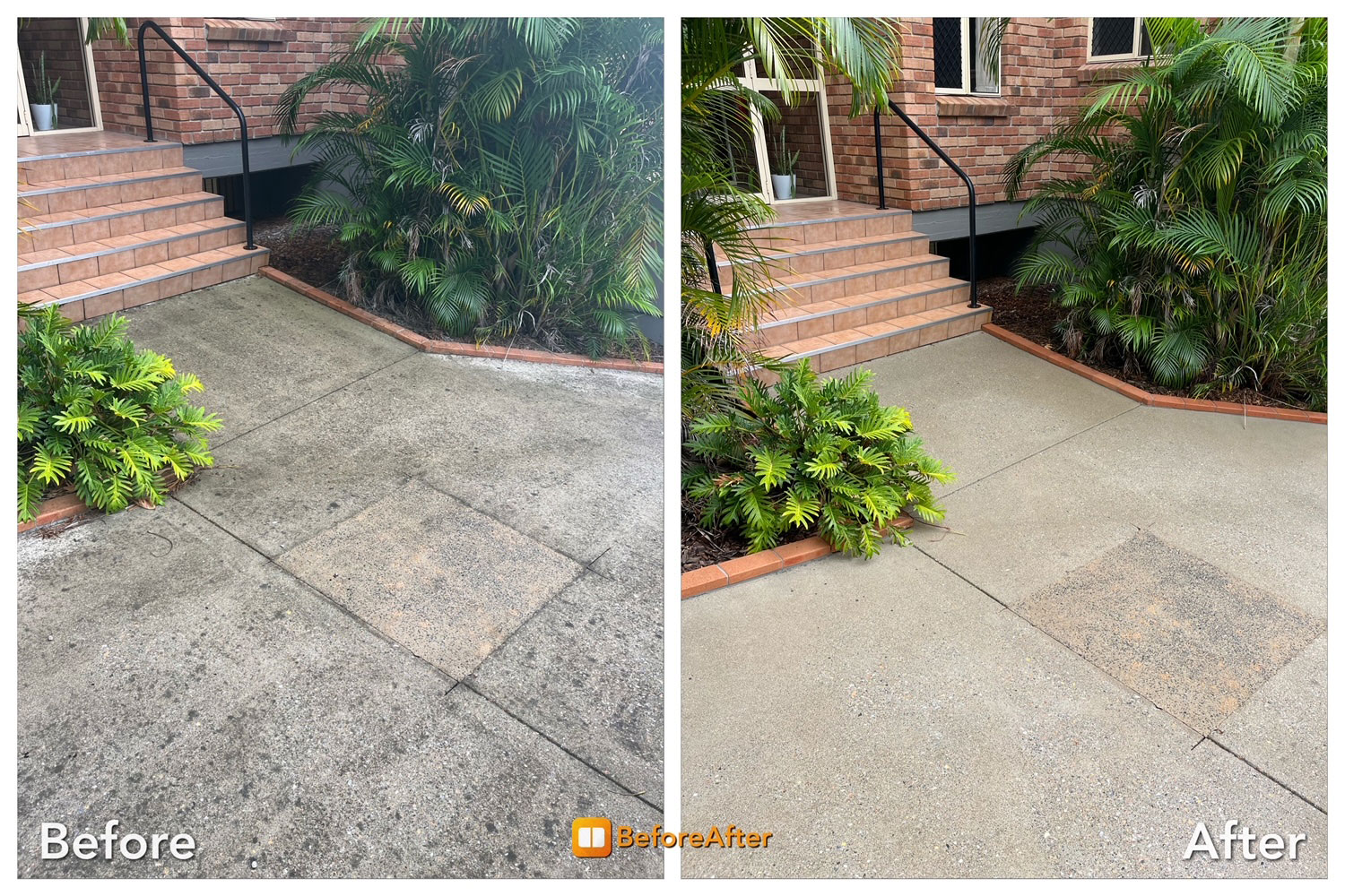 before and after of pathway cleaning for body corporate