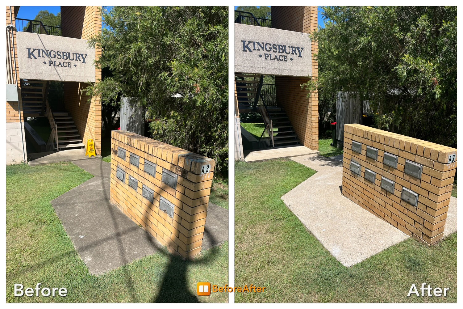 before and after pathway and letterbox pressure cleaning